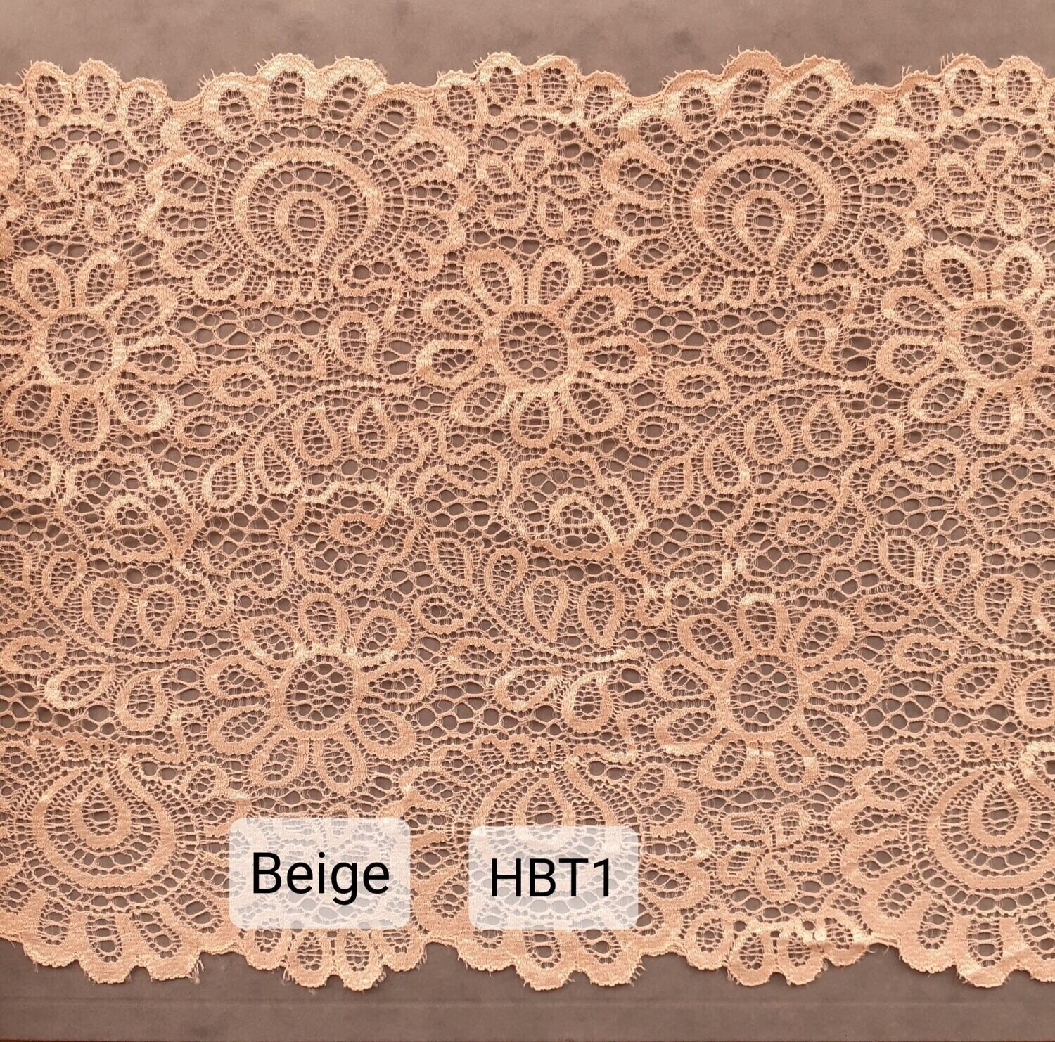 3 mètres dentelle élastique 22 cm beige