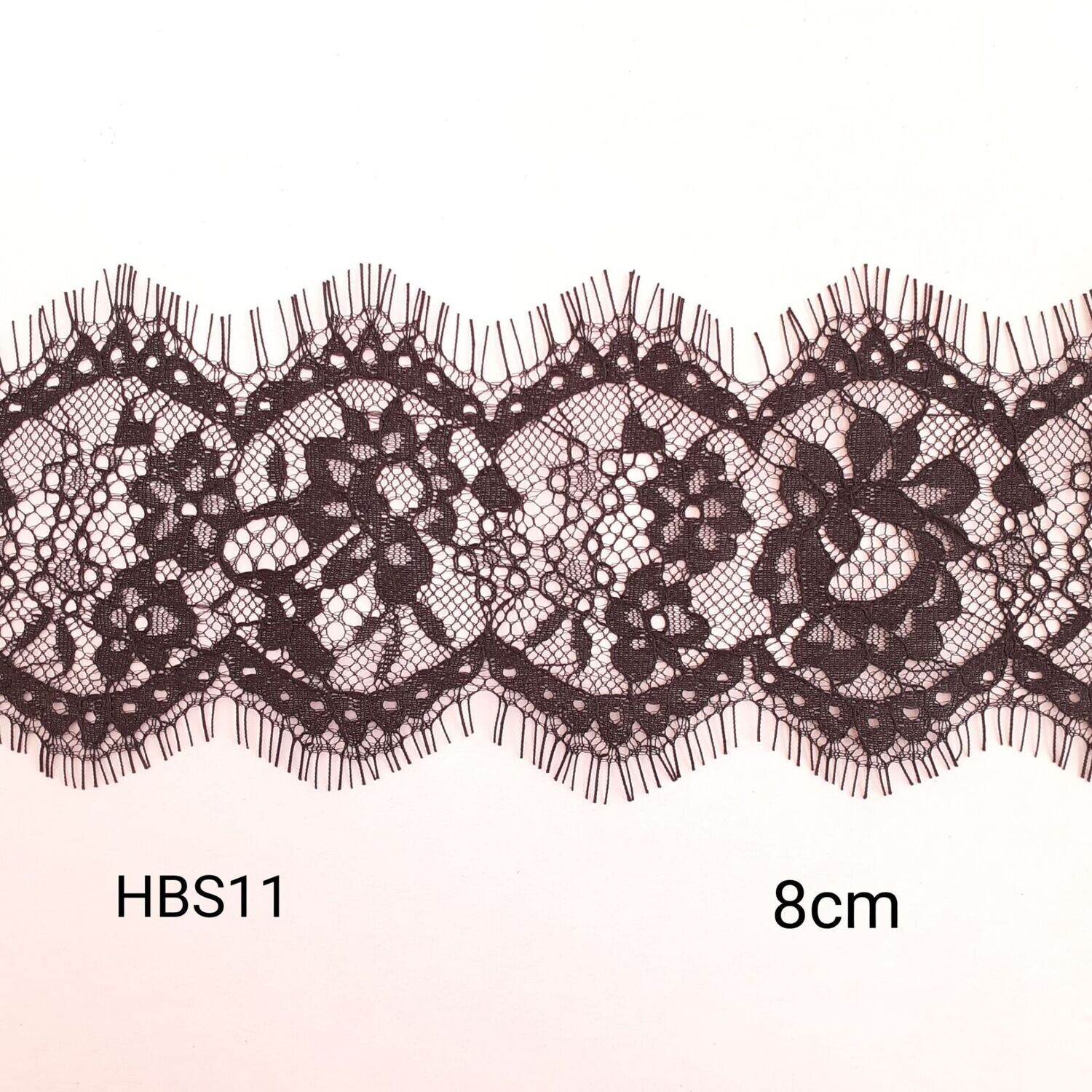 3 mètres dentelle de cils noir 9 cm