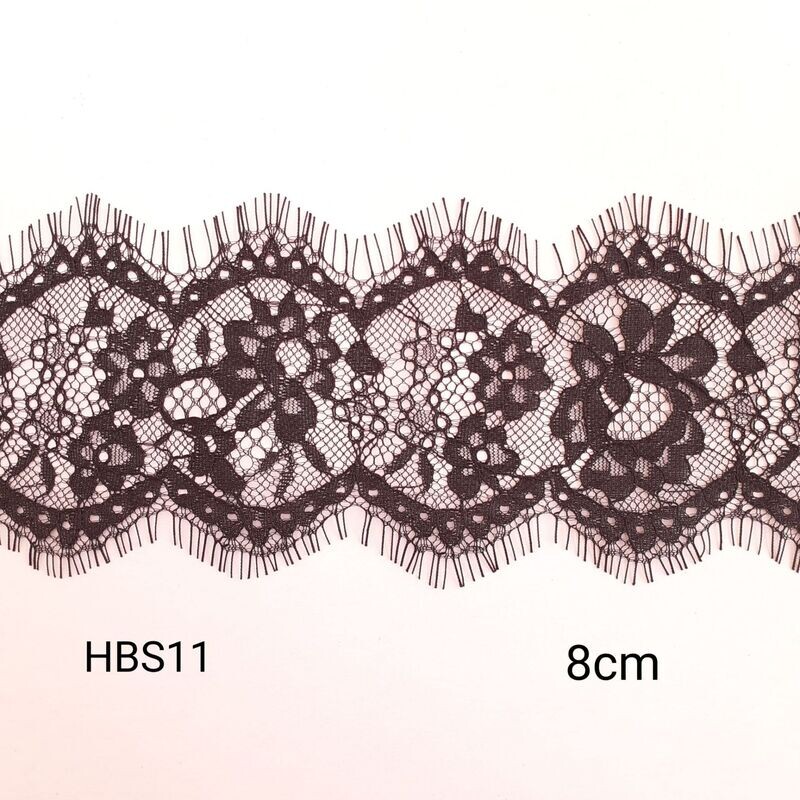 3 mètres dentelle de cils noir 9 cm