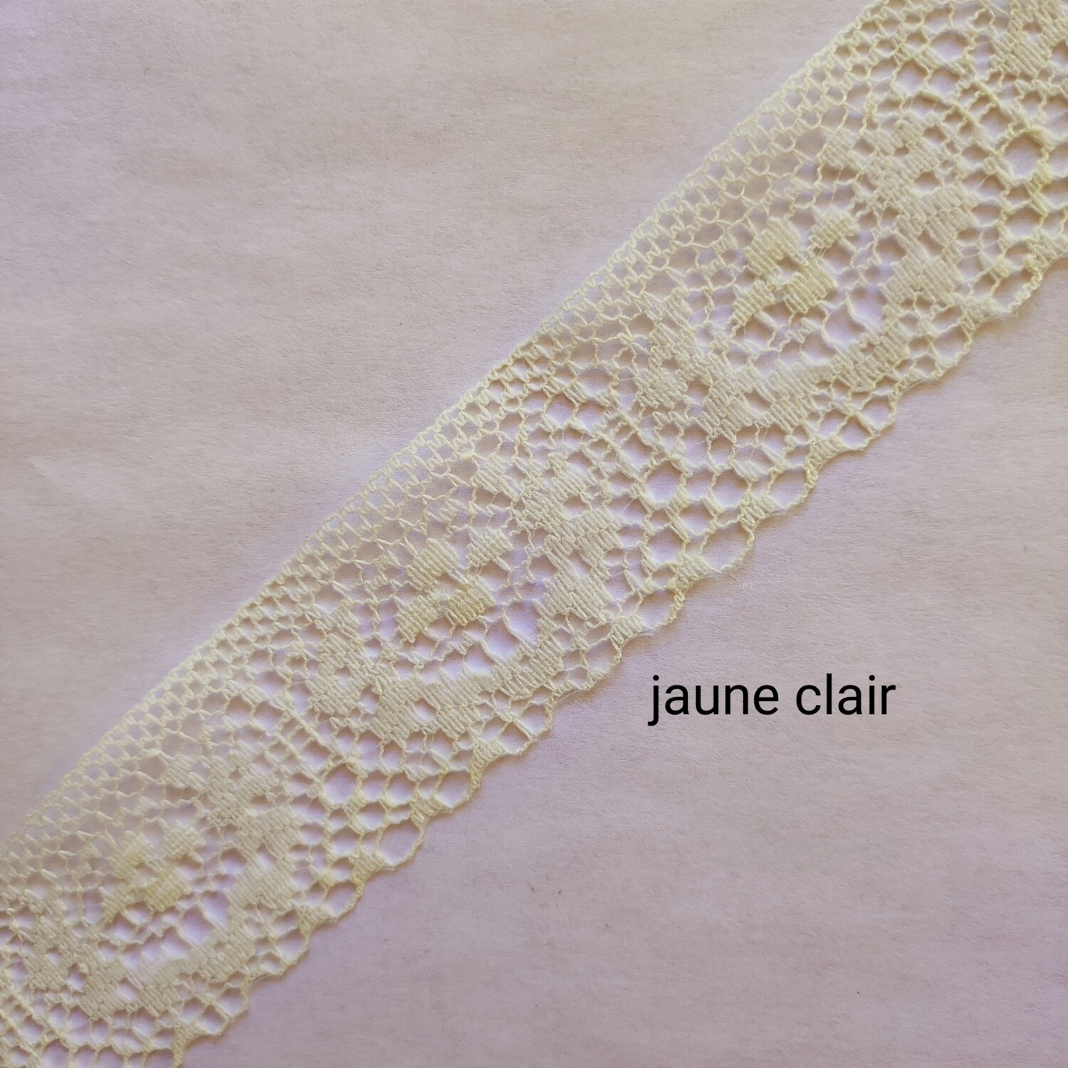 Dentelle 4 cm-8,50 mètres/ 9 couleurs, Choisissez vos couleurs: Jaune clair