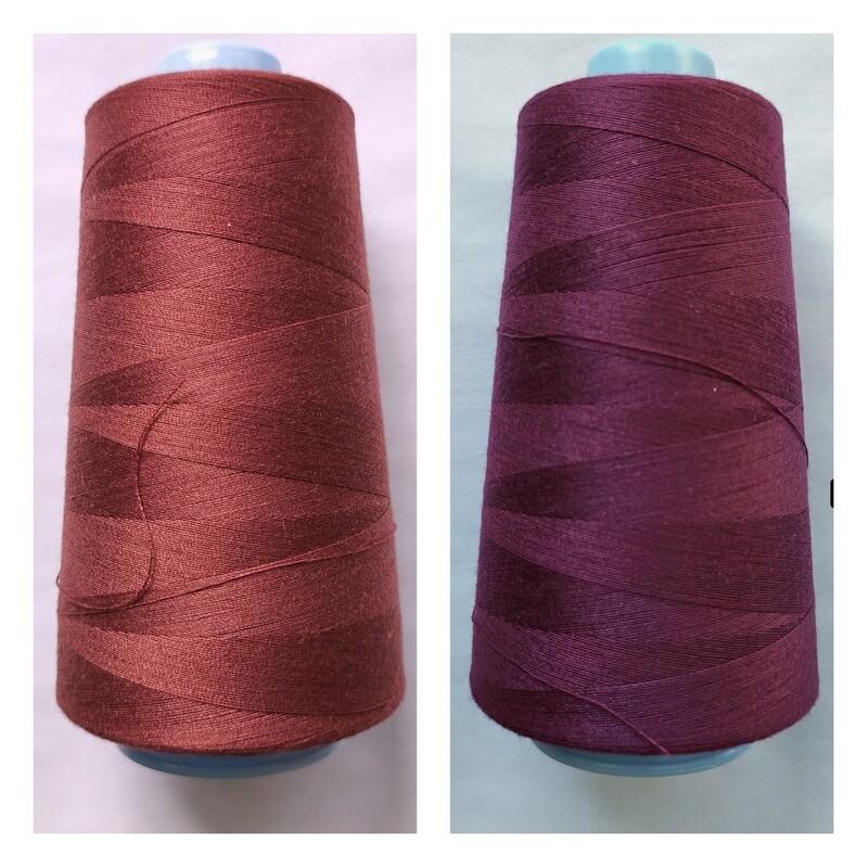 Cône de fil 100% polyester 3000 yards BORDEAUX / 2 nuances