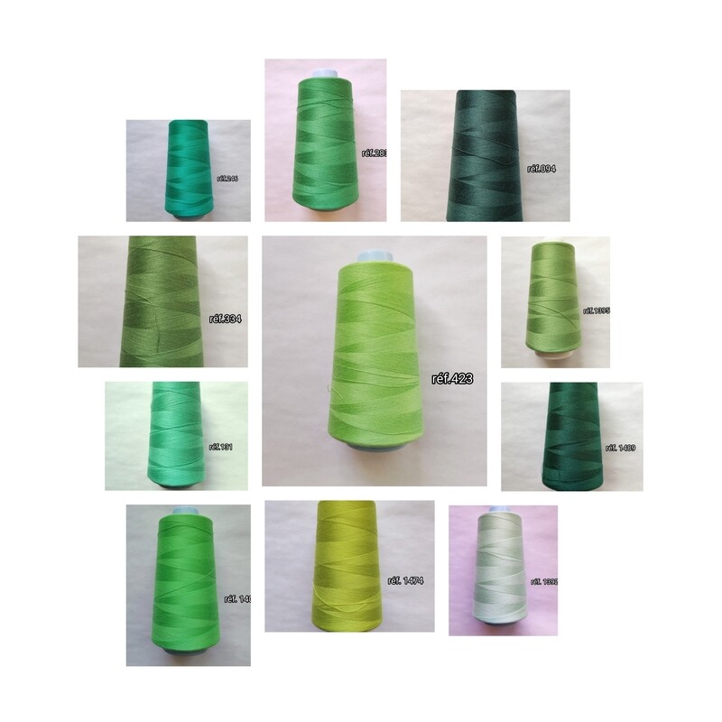 Cône de fil 100% polyester 3000 yards VERT /11 nuances