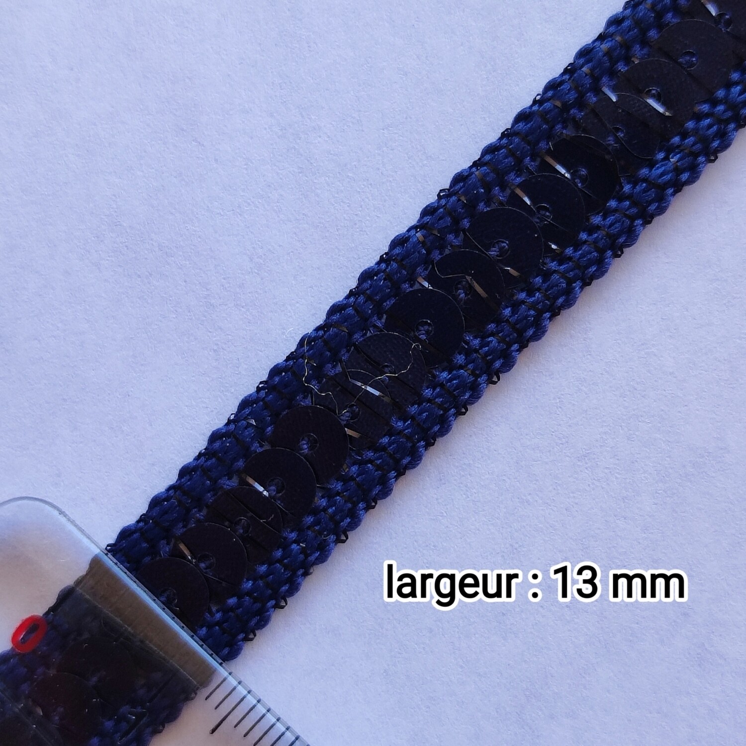 Galon sequin 1,3 cm bleu marine