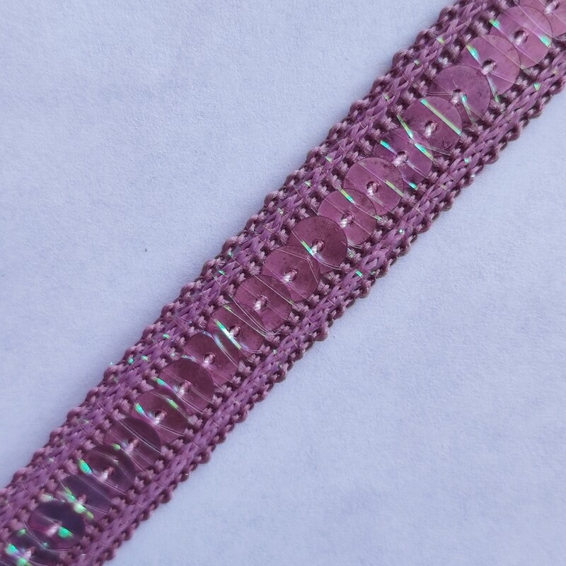 Galon sequin 1,3 cm vieux rose / mauve