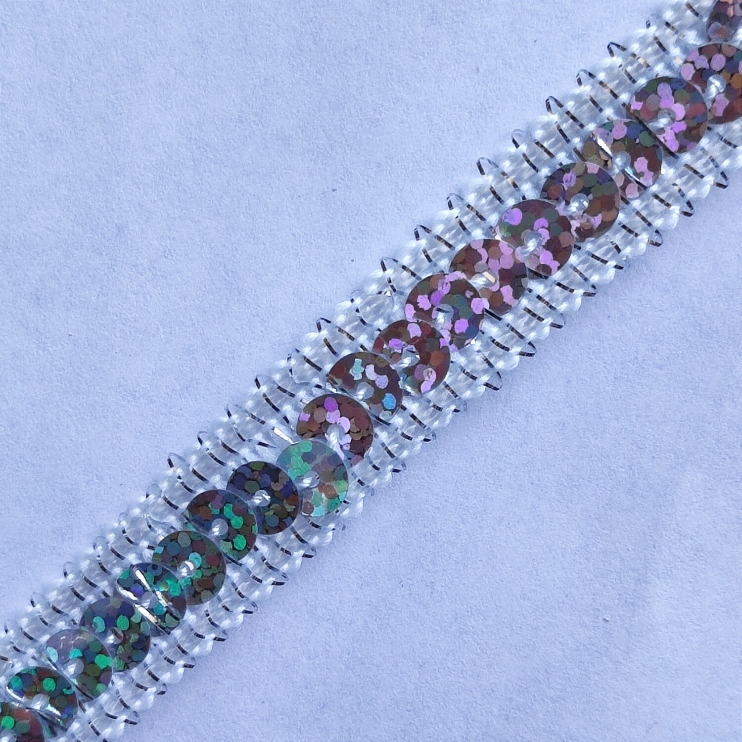 Galon sequin 1,3 cm argenté avec brillant 