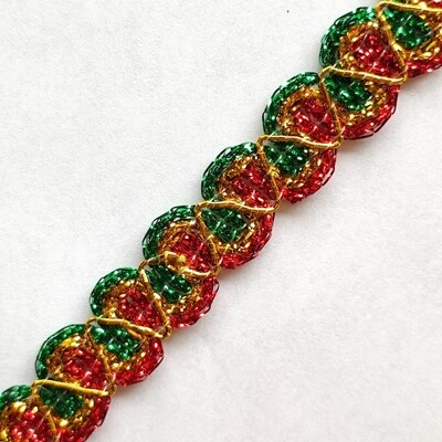 Galon vert /doré /rouge 1,3 cm (coupons)