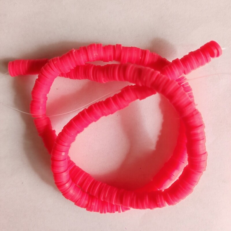  330 perles polymère 6mm rose fluo