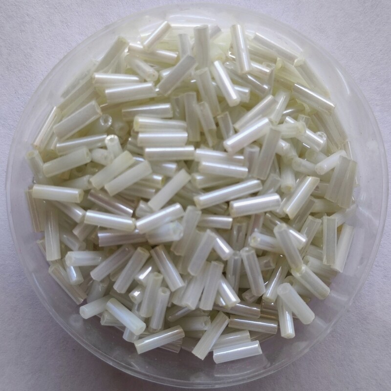 20g perles tube 6mm x 2mm écru 