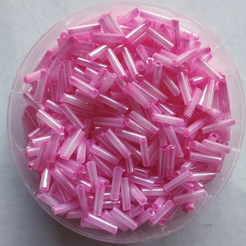 20g perles tube 6mm x 2mm rose bonbon 