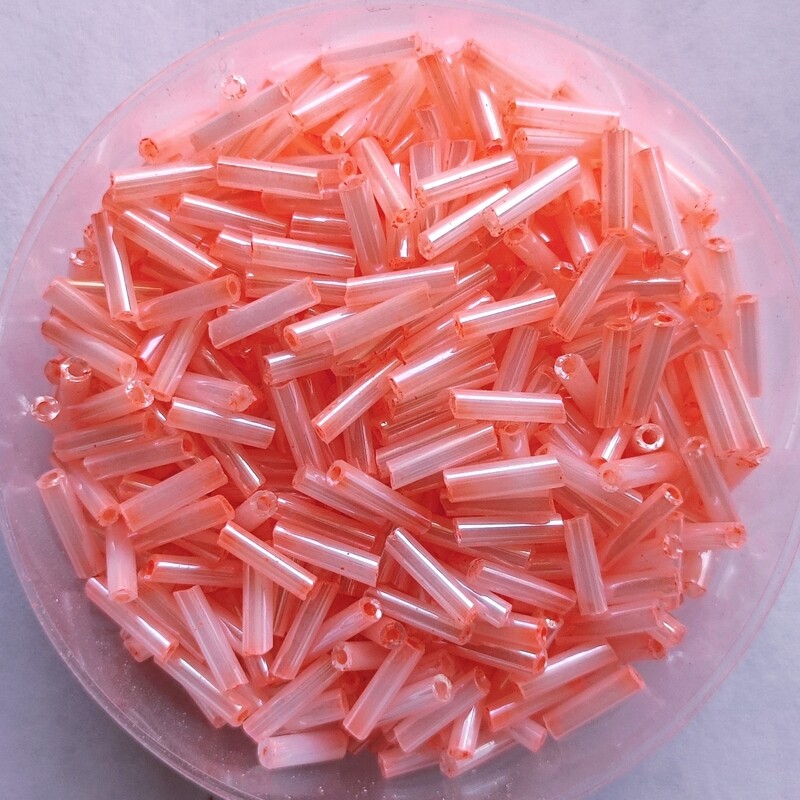 20g perles tube 6mm x 2mm corail clair 