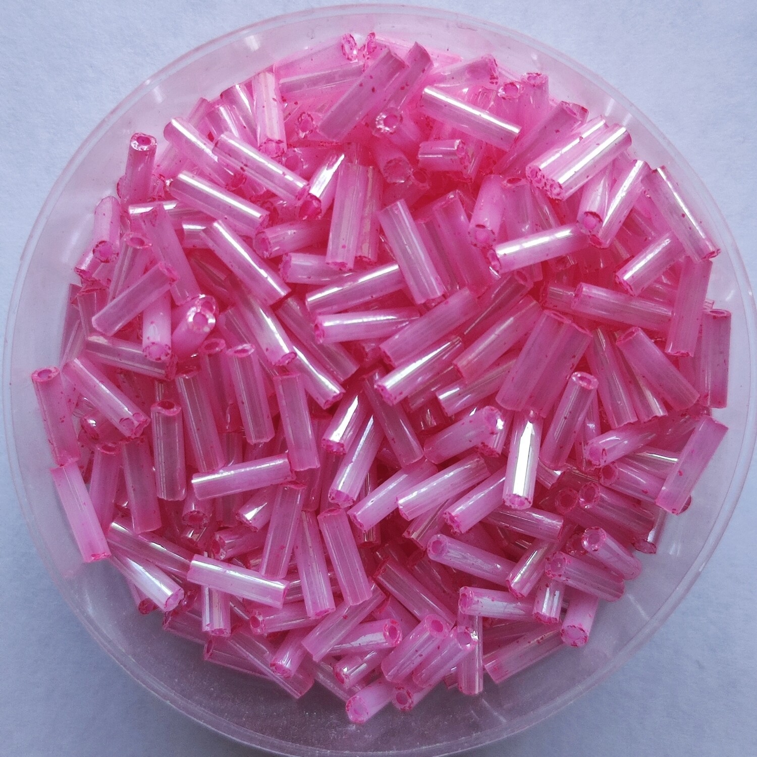 20g perles tube 6mm x 2mm rose framboise 