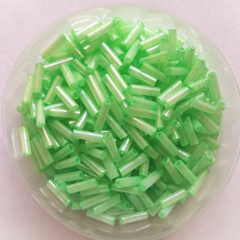 20g perles tube 6mm x 2mm vert perroquet 