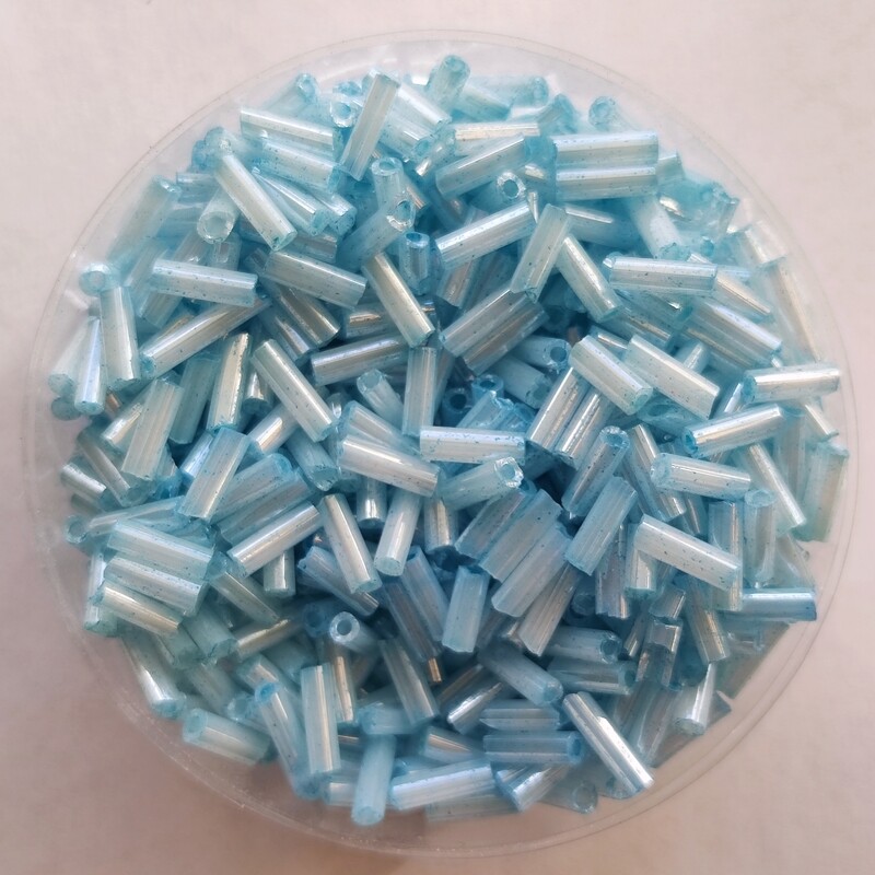 20g perles tube 6mm x 2mm bleu clair 
