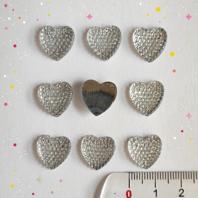 16 strass coeur acrylique 13mm