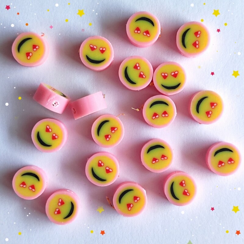 10 perles smiley contour rose 1cm
