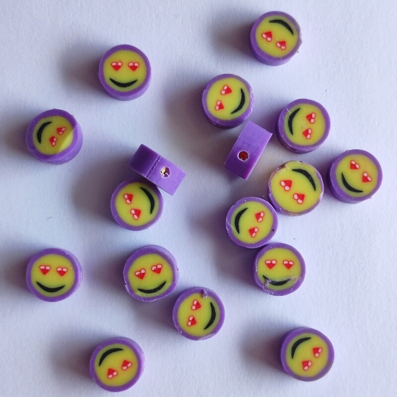 10 perles smiley contour violet 1cm