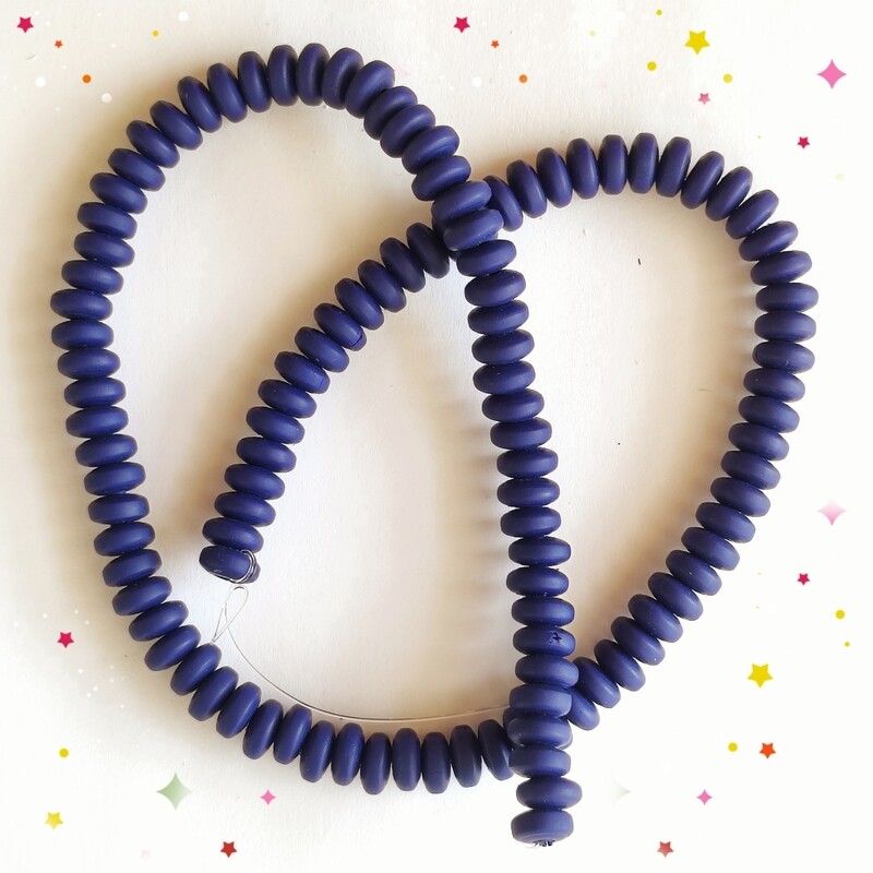 110 perles 7x4mm bleu foncé 