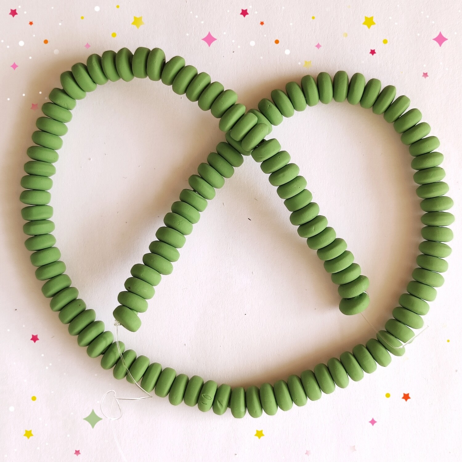110 perles 7x4mm vert kaki clair 