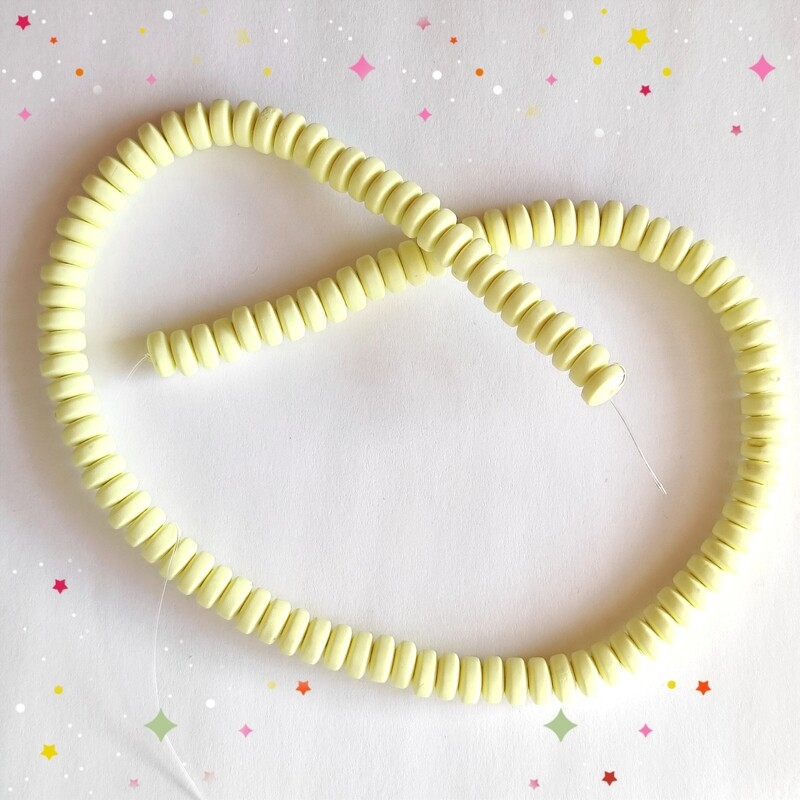 110 perles 7x4mm jaune pastel 
