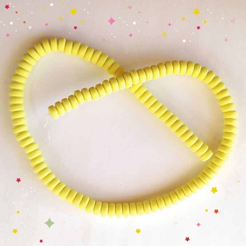 110 perles 7x4mm jaune 
