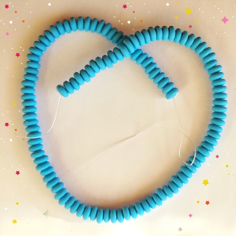 110 perles 7x4mm bleu
