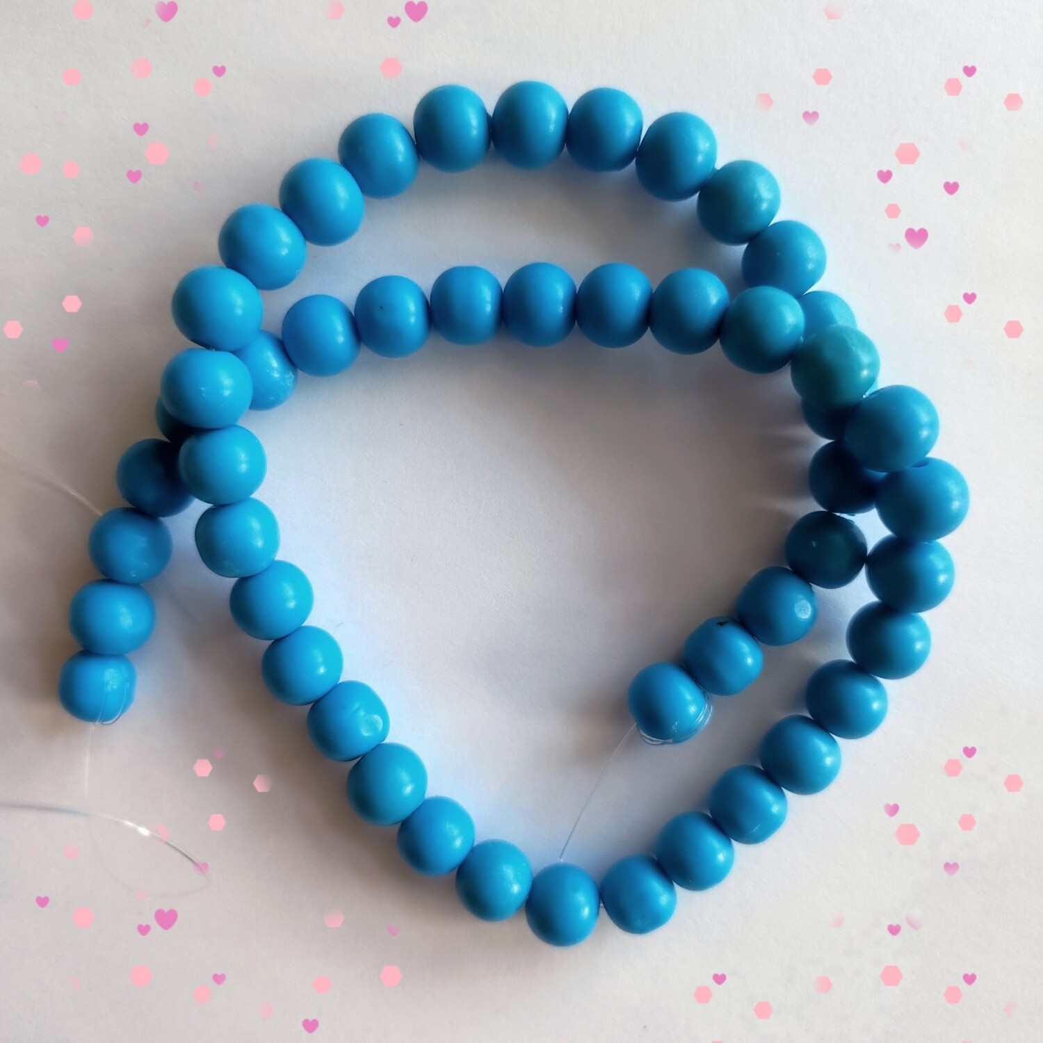50 perles 8mm polymère bleu