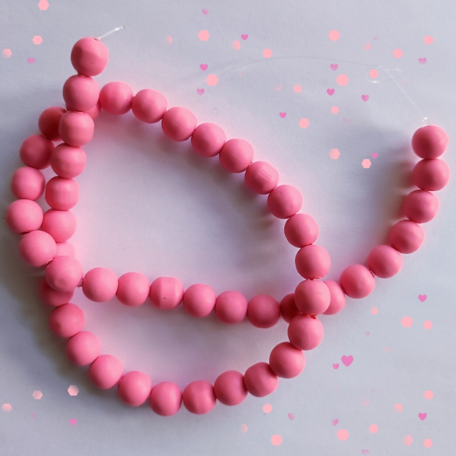 50 perles 8mm polymère rose peps