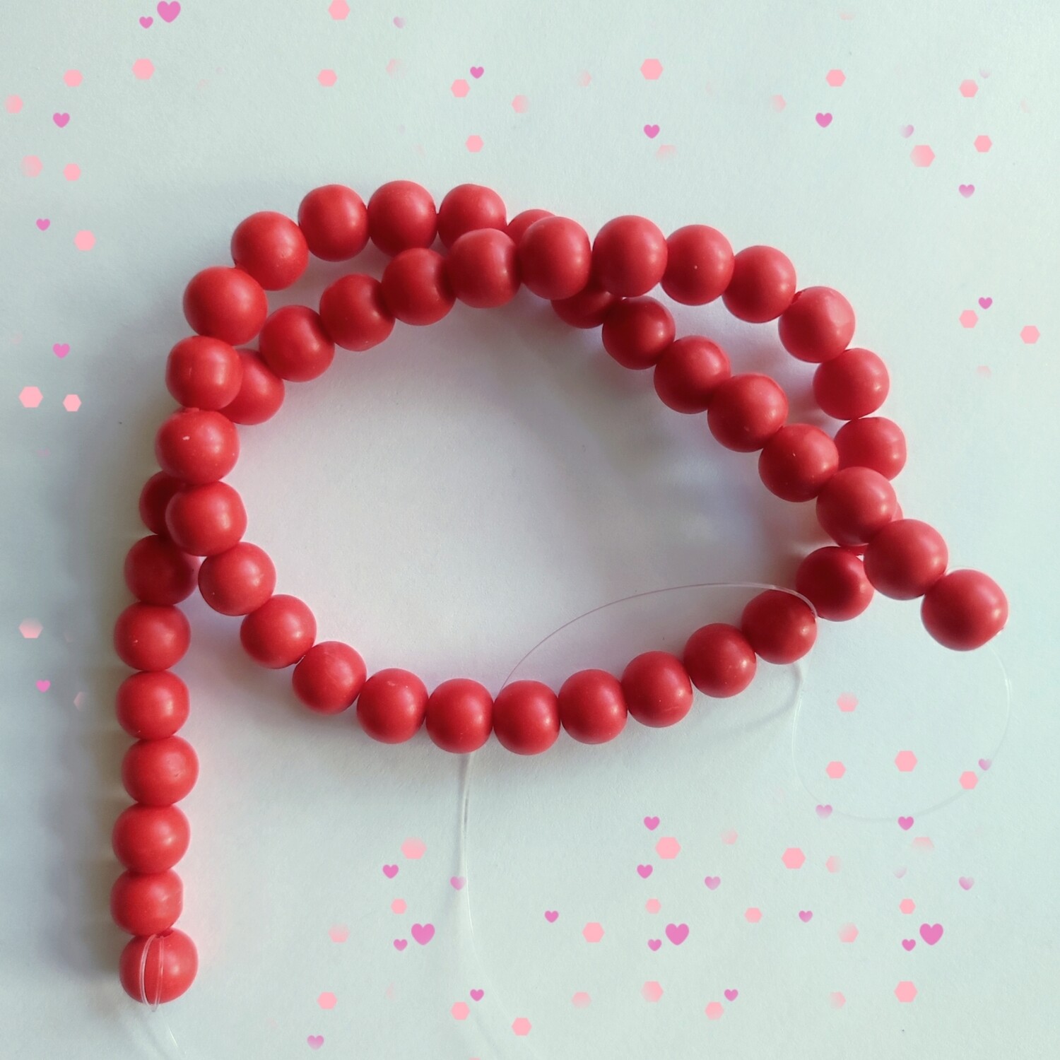 50 perles 8mm polymère rouge