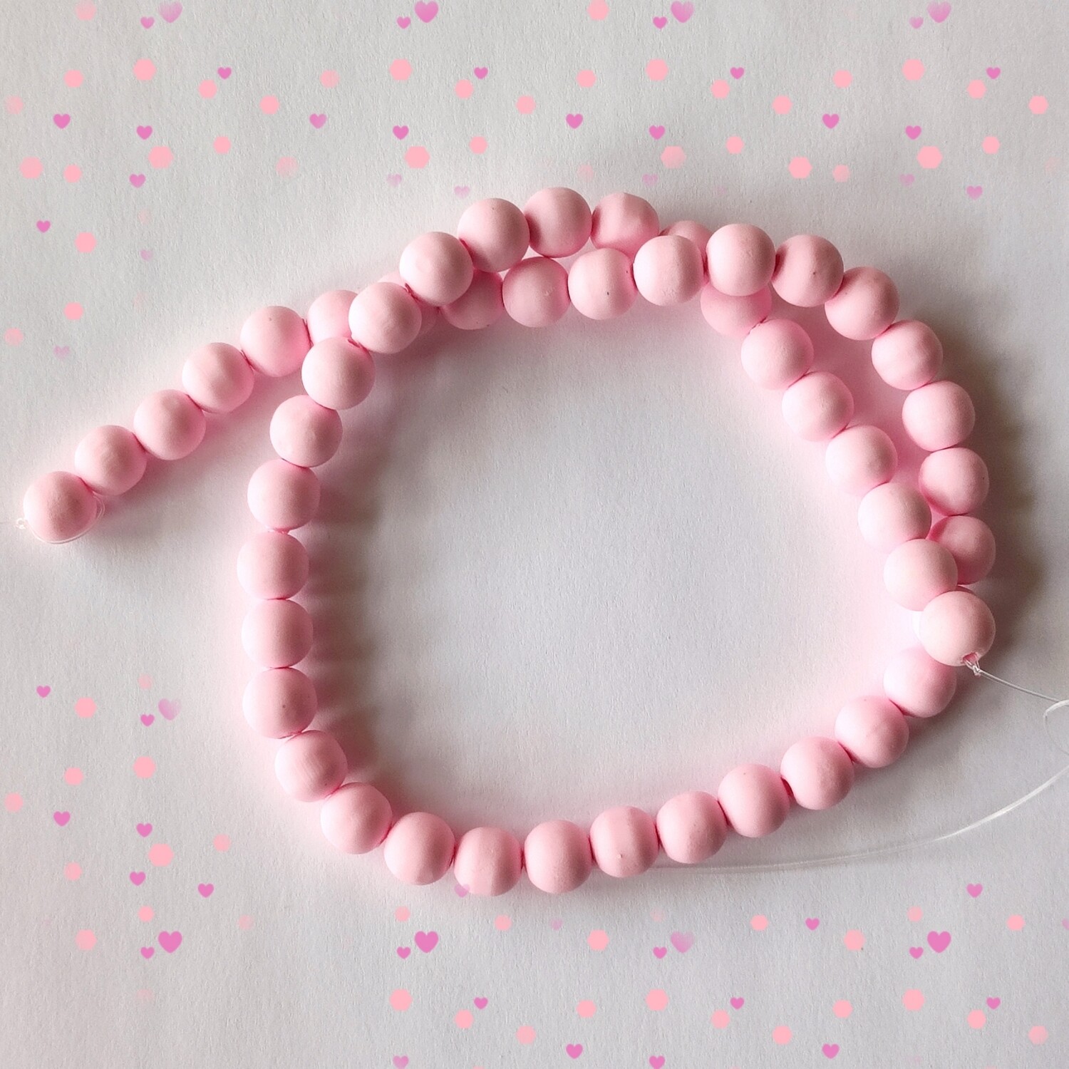 50 perles 8mm polymère rose clair 