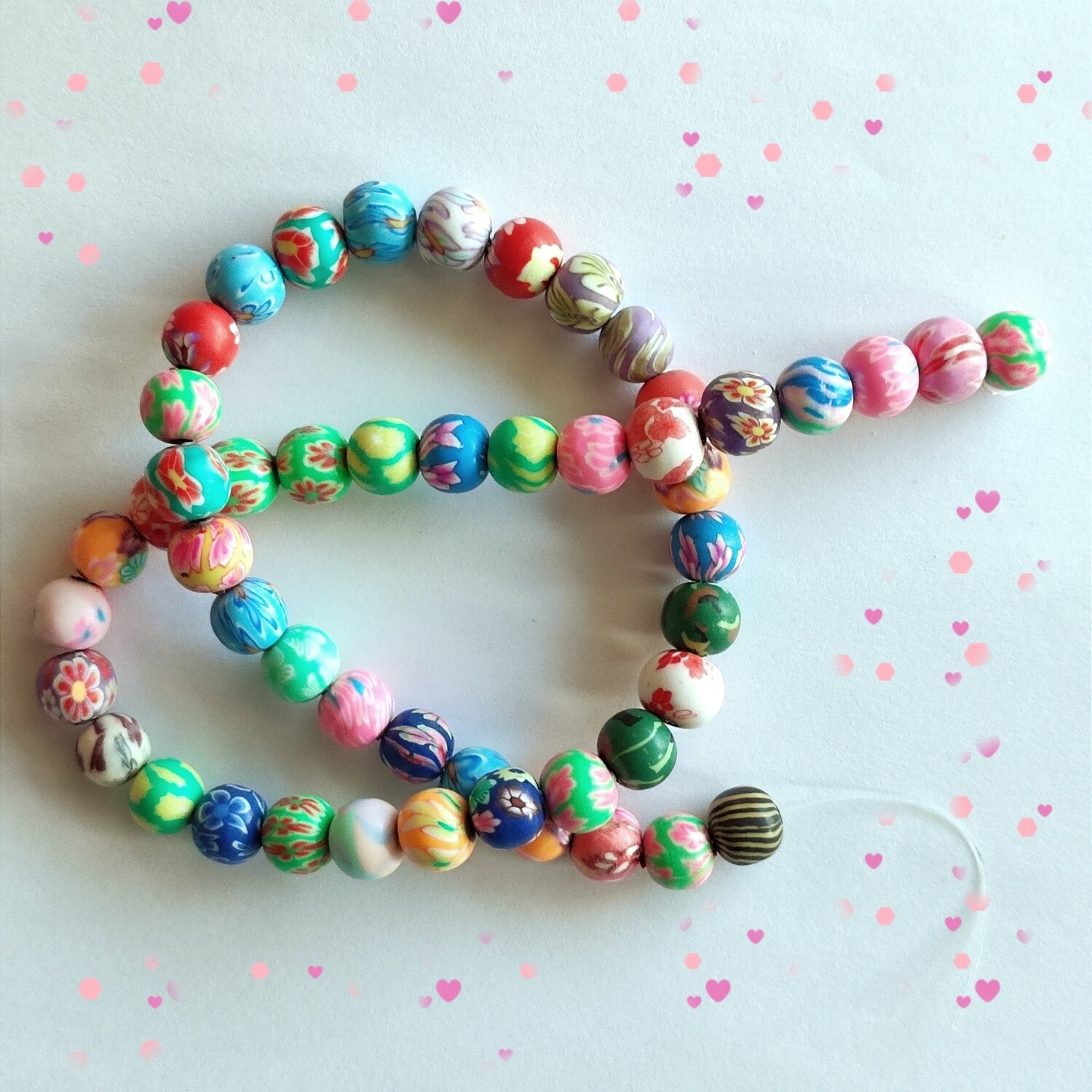 50 perles 8mm polymère mélange coloré 