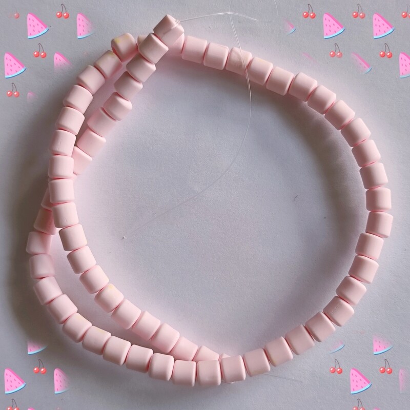 65 perles 6x6mm rose clair 