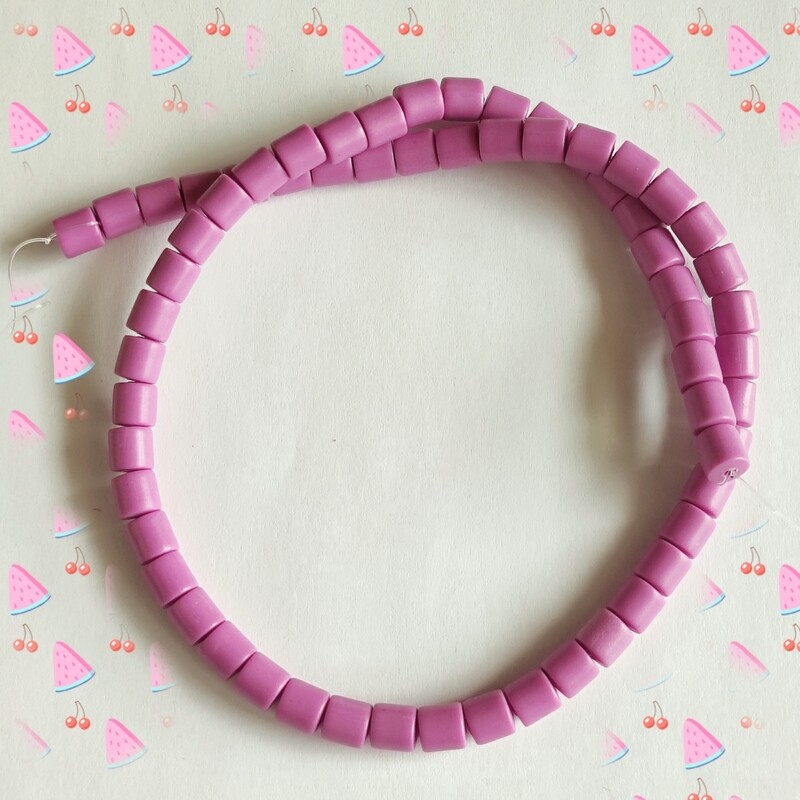65 perles 6x6mm rose violet 