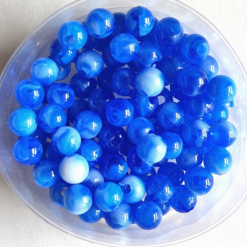 100 perles bicolore 6mm imitation Jade bleu nuit 