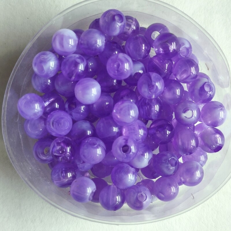 100 perles bicolore 6mm imitation Jade violet