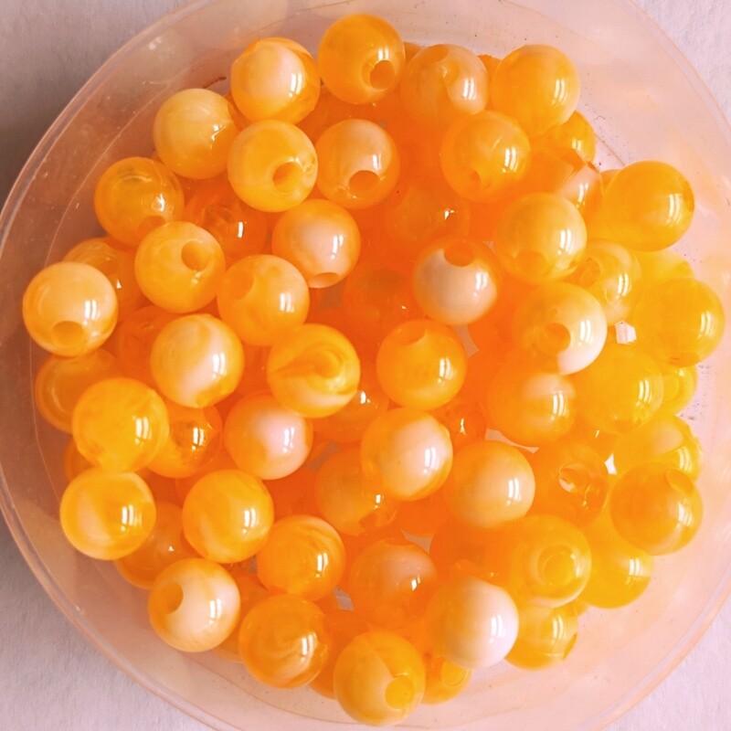 100 perles bicolore 6mm imitation Jade orange