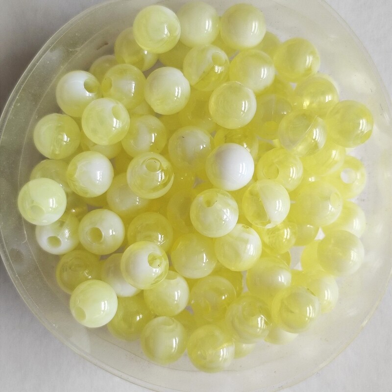 100 perles bicolore 6mm imitation Jade jaune
