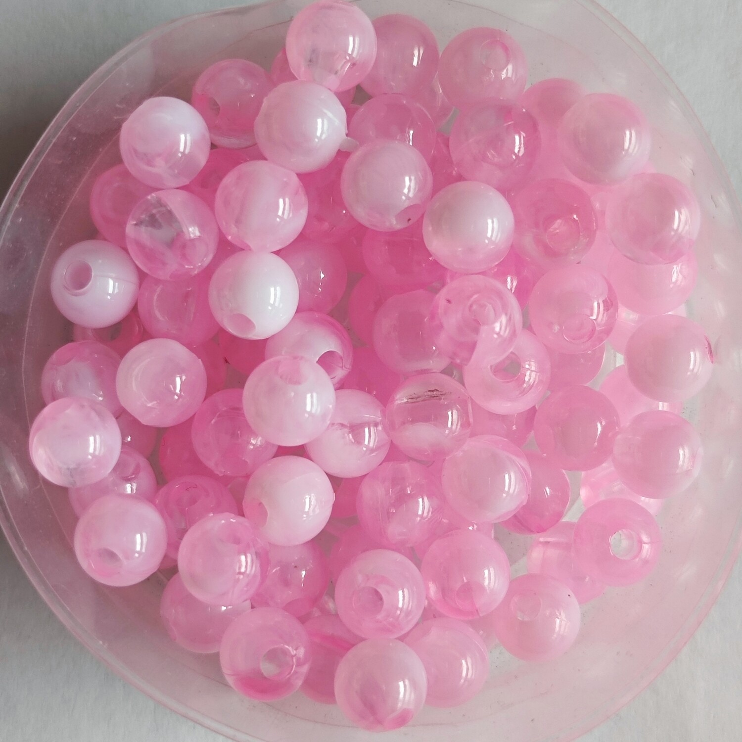 100 perles bicolore 6mm imitation Jade rose