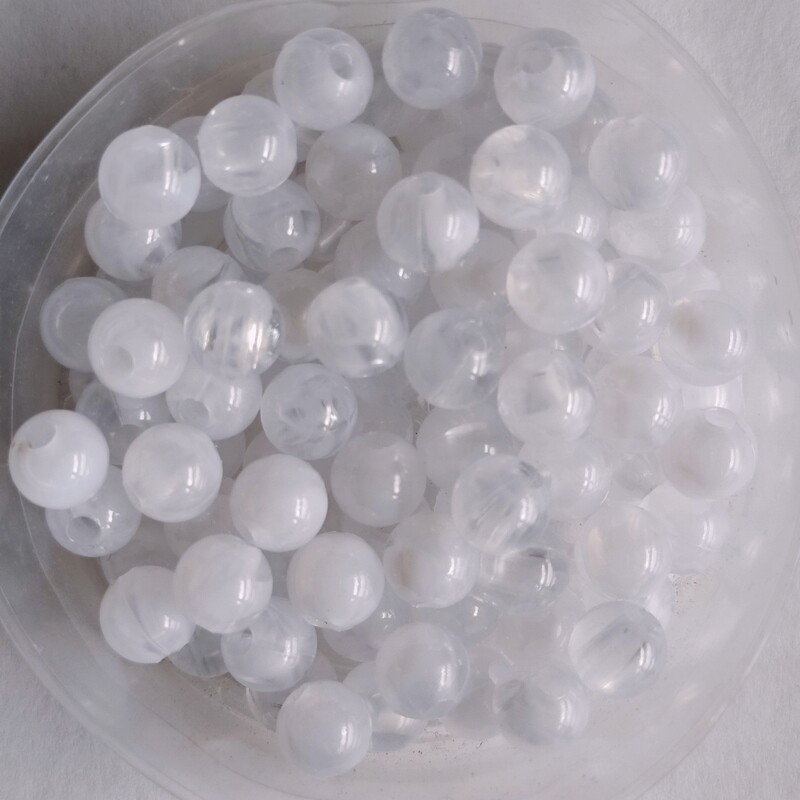 100 perles bicolore 6mm imitation Jade blanc 