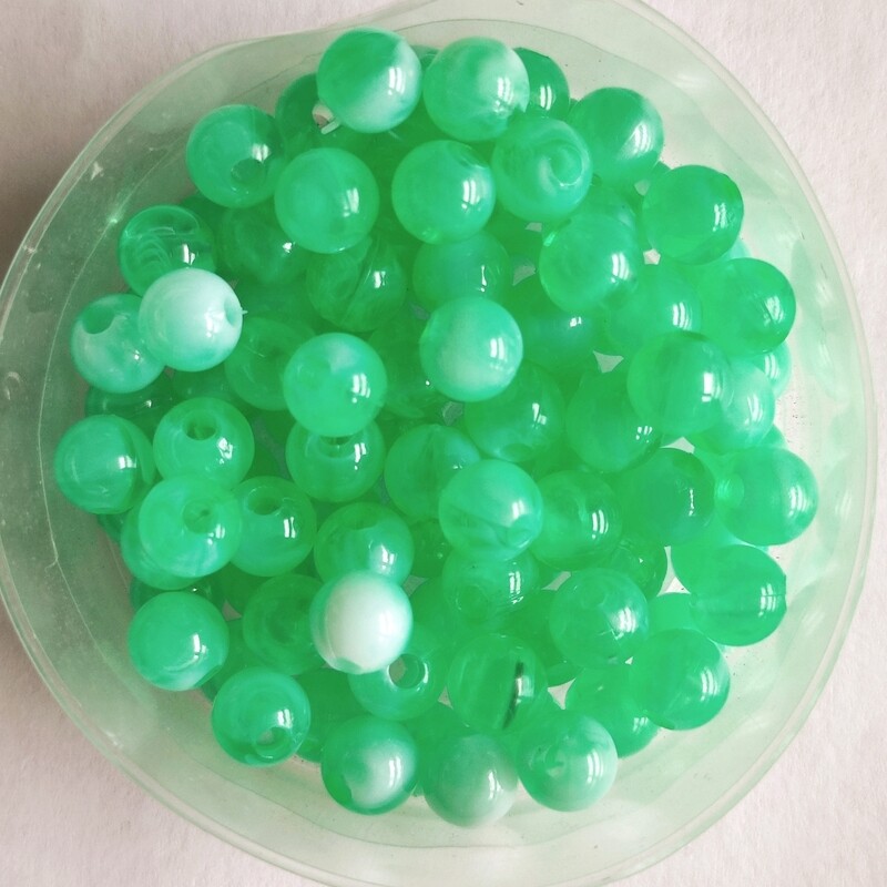 100 perles bicolore 6mm imitation Jade vert