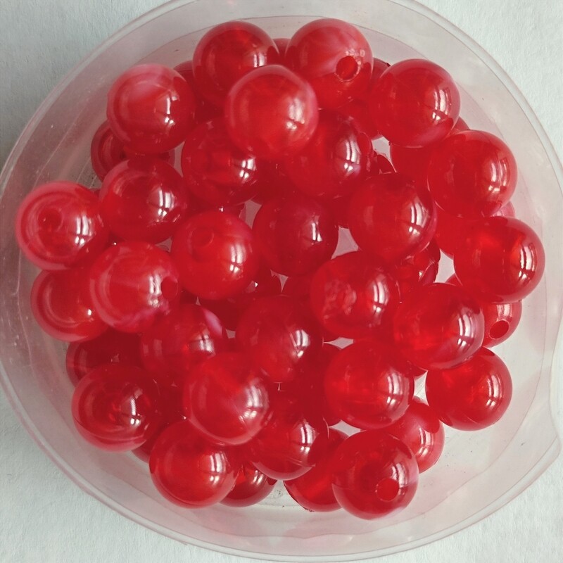 50 perles bicolore 8mm imitation Jade rouge