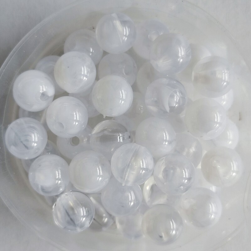 50 perles bicolore 8mm imitation Jade blanc 