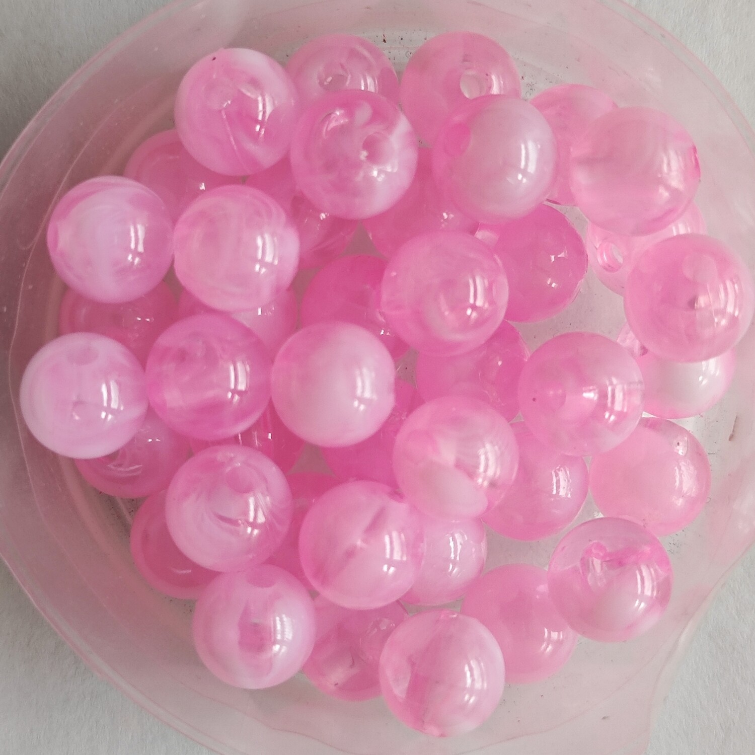 50 perles bicolore 8mm imitation Jade rose