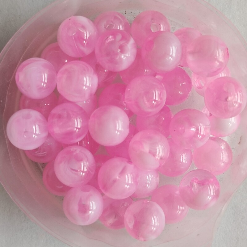50 perles bicolore 8mm imitation Jade rose