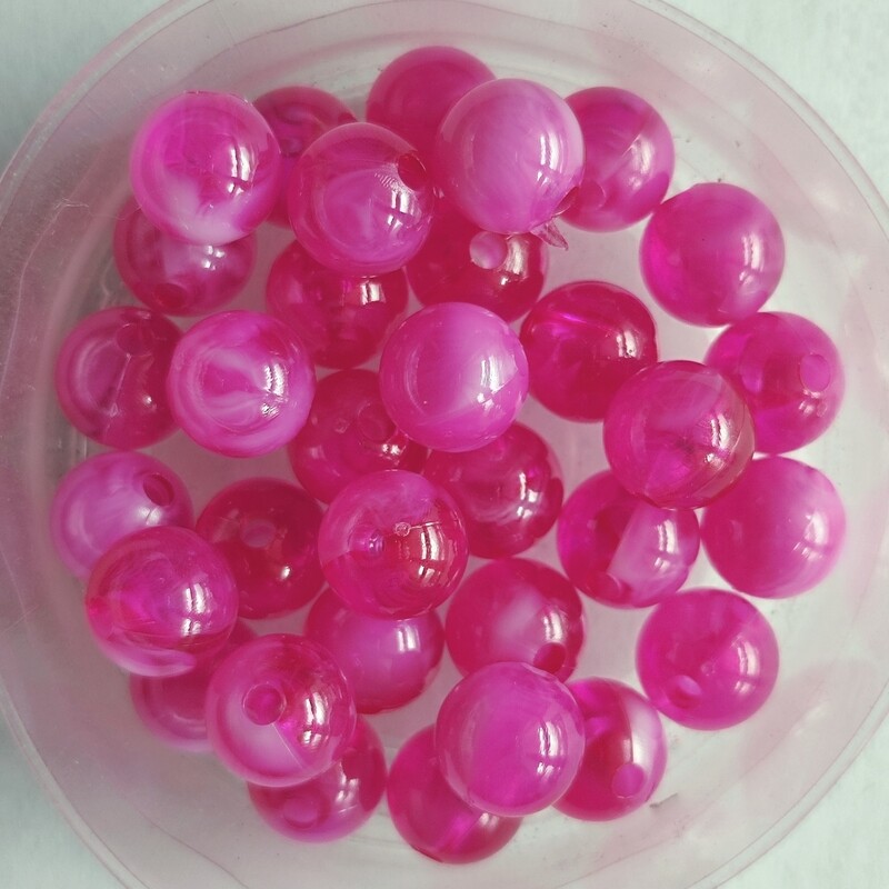 50 perles bicolore 8mm imitation Jade fushia 