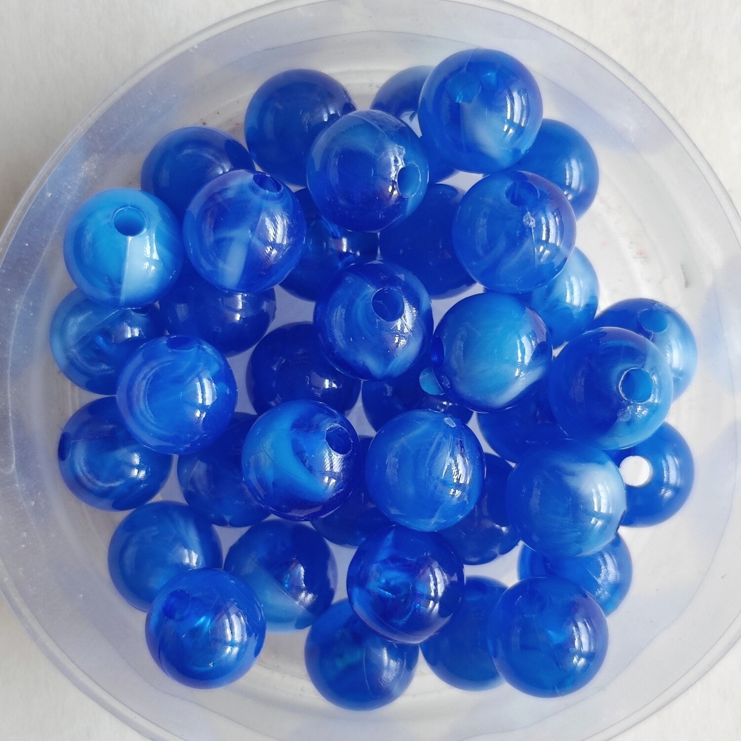 50 perles bicolore 8mm imitation Jade bleu nuit 