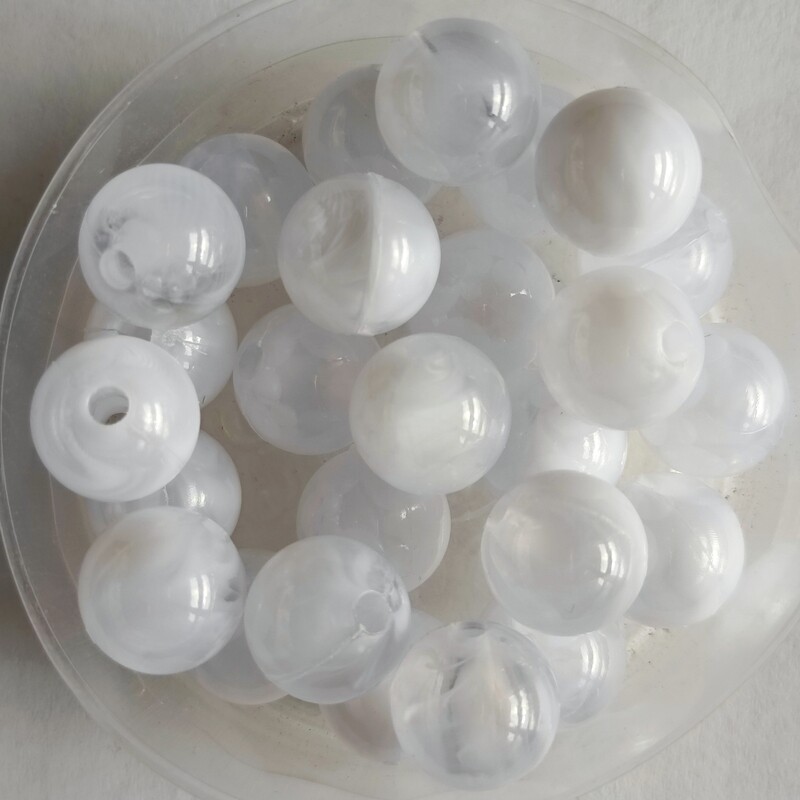 40 perles bicolore 10mm imitation Jade blanc 