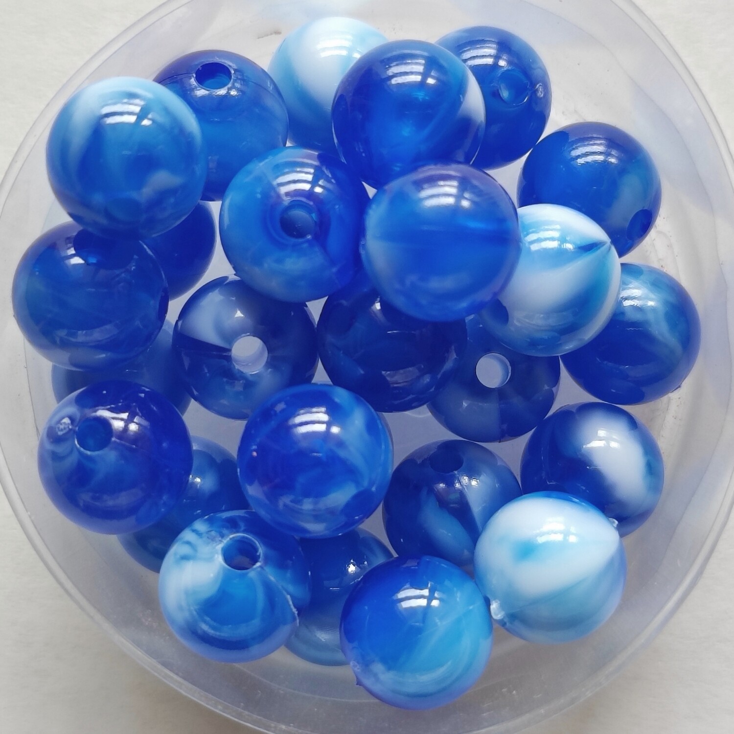 40 perles bicolore 10mm imitation Jade bleu nuit 