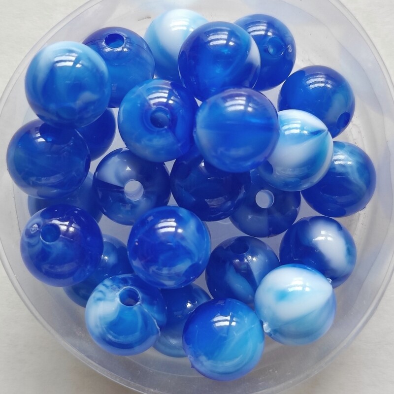 40 perles bicolore 10mm imitation Jade bleu nuit 