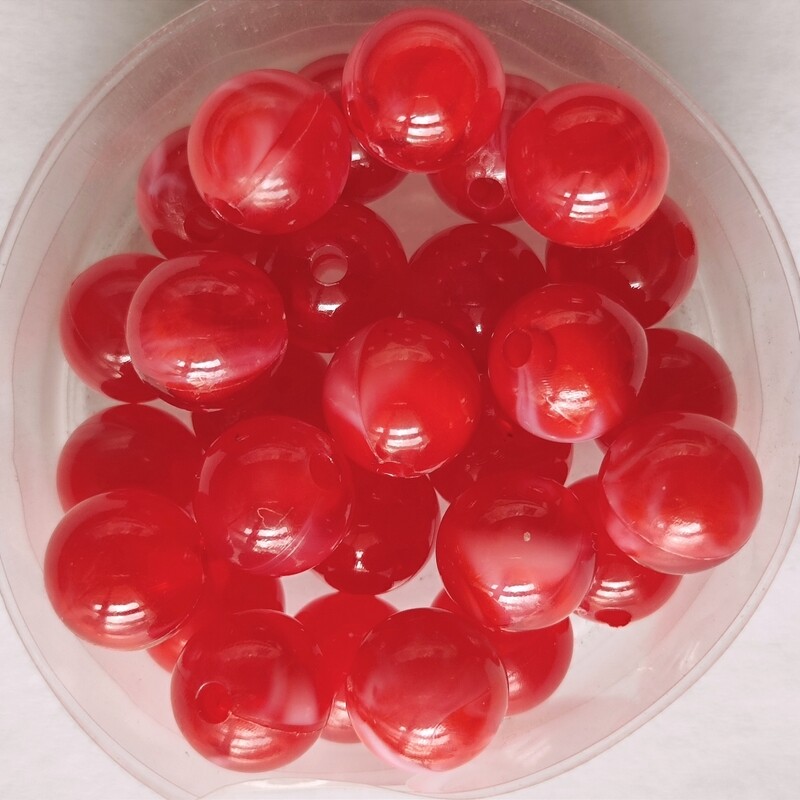 40 perles bicolore 10mm imitation Jade rouge