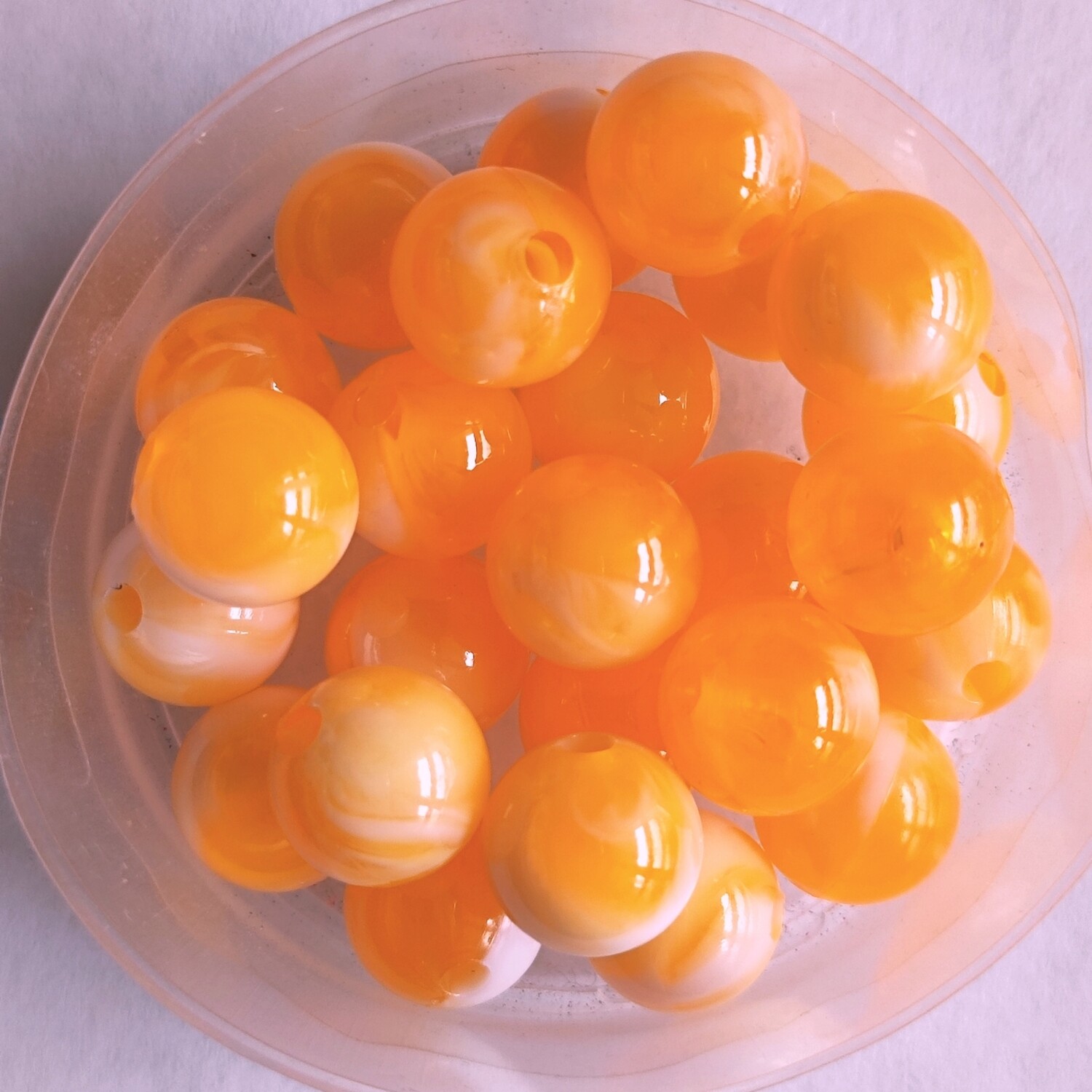 40 perles bicolore 10mm imitation Jade orange